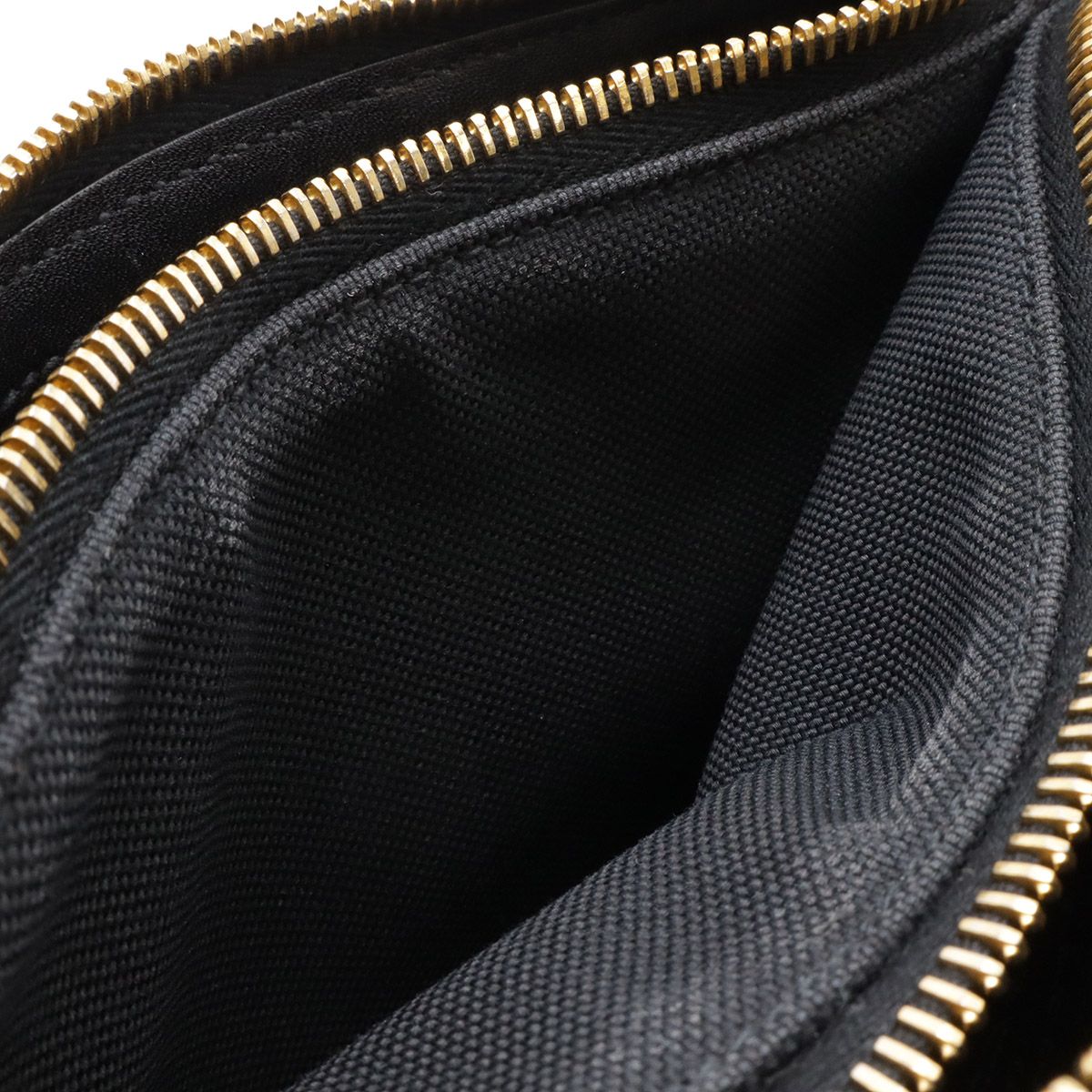 Prada Logo Jacquard Ribbon Shoulder Bag Pochette 2-Way Clutch Leather Nero — view 8