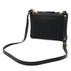 Prada Logo Jacquard Ribbon Shoulder Bag Pochette 2-Way Clutch Leather Nero — view 2