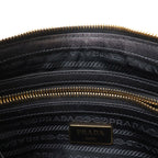 Prada Logo Jacquard Ribbon Shoulder Bag Pochette 2-Way Clutch Leather Nero — view 9