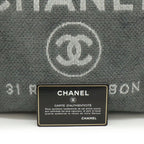 Chanel Deauville Tote Shoulder Bag Chain Canvas Leather Gray Black — view 8