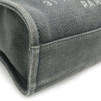 Chanel Deauville Tote Shoulder Bag Chain Canvas Leather Gray Black — view 3
