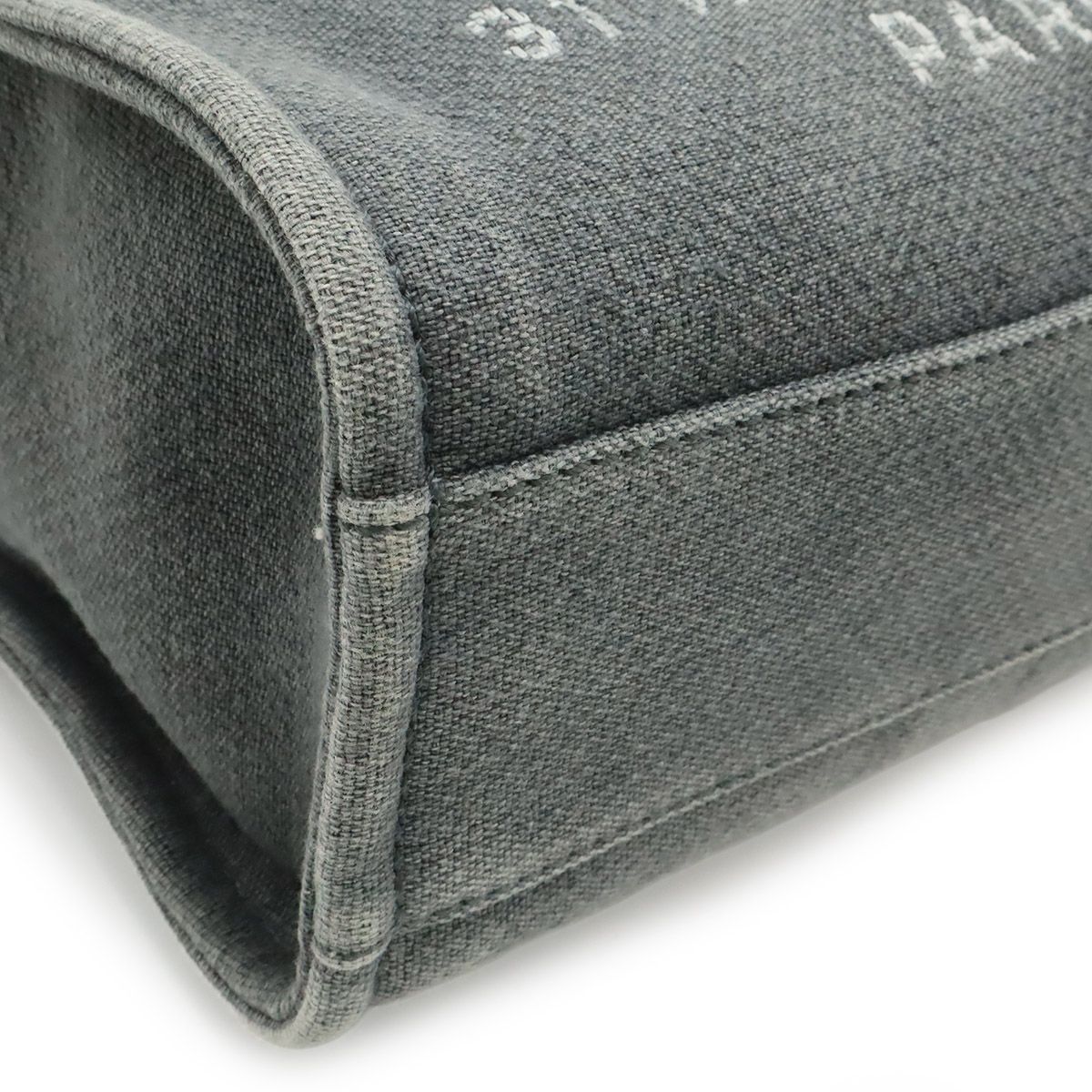 Chanel Deauville Tote Shoulder Bag Chain Canvas Leather Gray Black — view 3