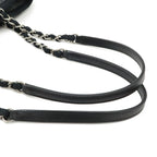 Chanel Deauville Tote Shoulder Bag Chain Canvas Leather Gray Black — view 4