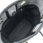 Chanel Deauville Tote Shoulder Bag Chain Canvas Leather Gray Black — view 5