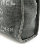Chanel Deauville Tote Shoulder Bag Chain Canvas Leather Gray Black — view 7