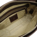 Prada Logo Jacquard 2-Way Shoulder Bag Canvas Leather Khaki Beige Dark Brown — view 6