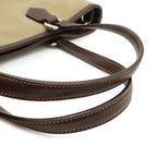 Prada Logo Jacquard 2-Way Shoulder Bag Canvas Leather Khaki Beige Dark Brown — view 4