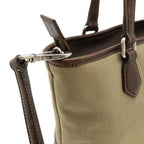 Prada Logo Jacquard 2-Way Shoulder Bag Canvas Leather Khaki Beige Dark Brown — view 7