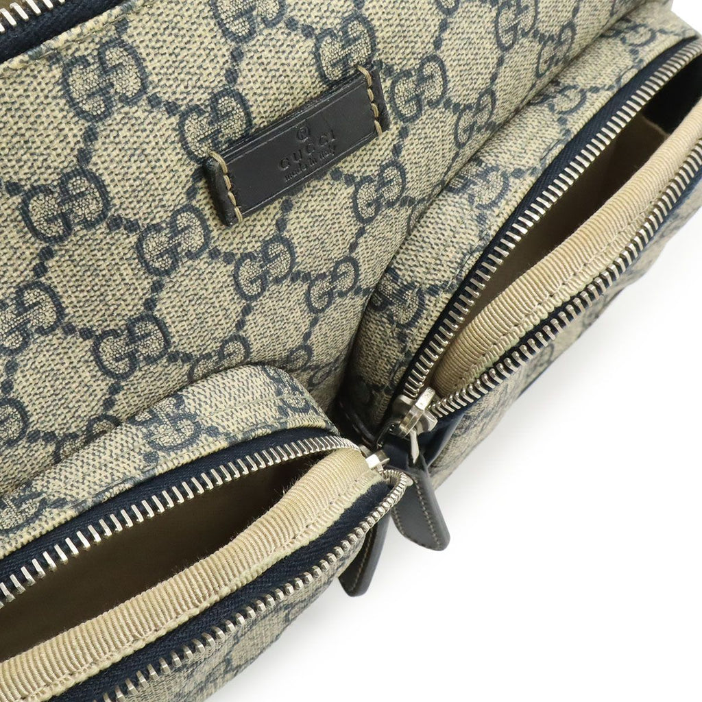 Gucci GG Supreme Plus Shoulder Bag Leather Beige Navy Silver — view 8