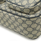 Gucci GG Supreme Plus Shoulder Bag Leather Beige Navy Silver — view 3