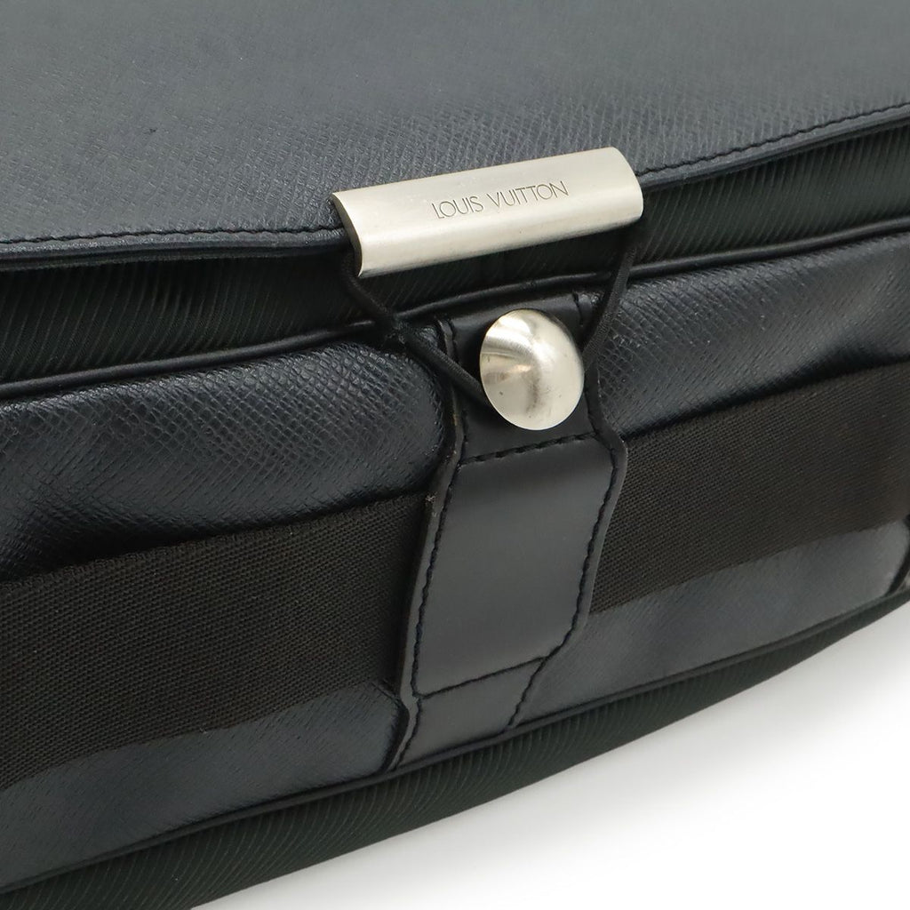 Louis Vuitton Taiga Shoulder Bag Leather Canvas Ardoise Black — view 6
