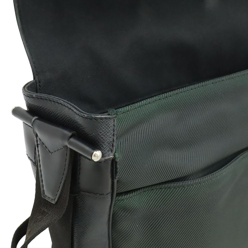 Louis Vuitton Taiga Shoulder Bag Leather Canvas Ardoise Black — view 9