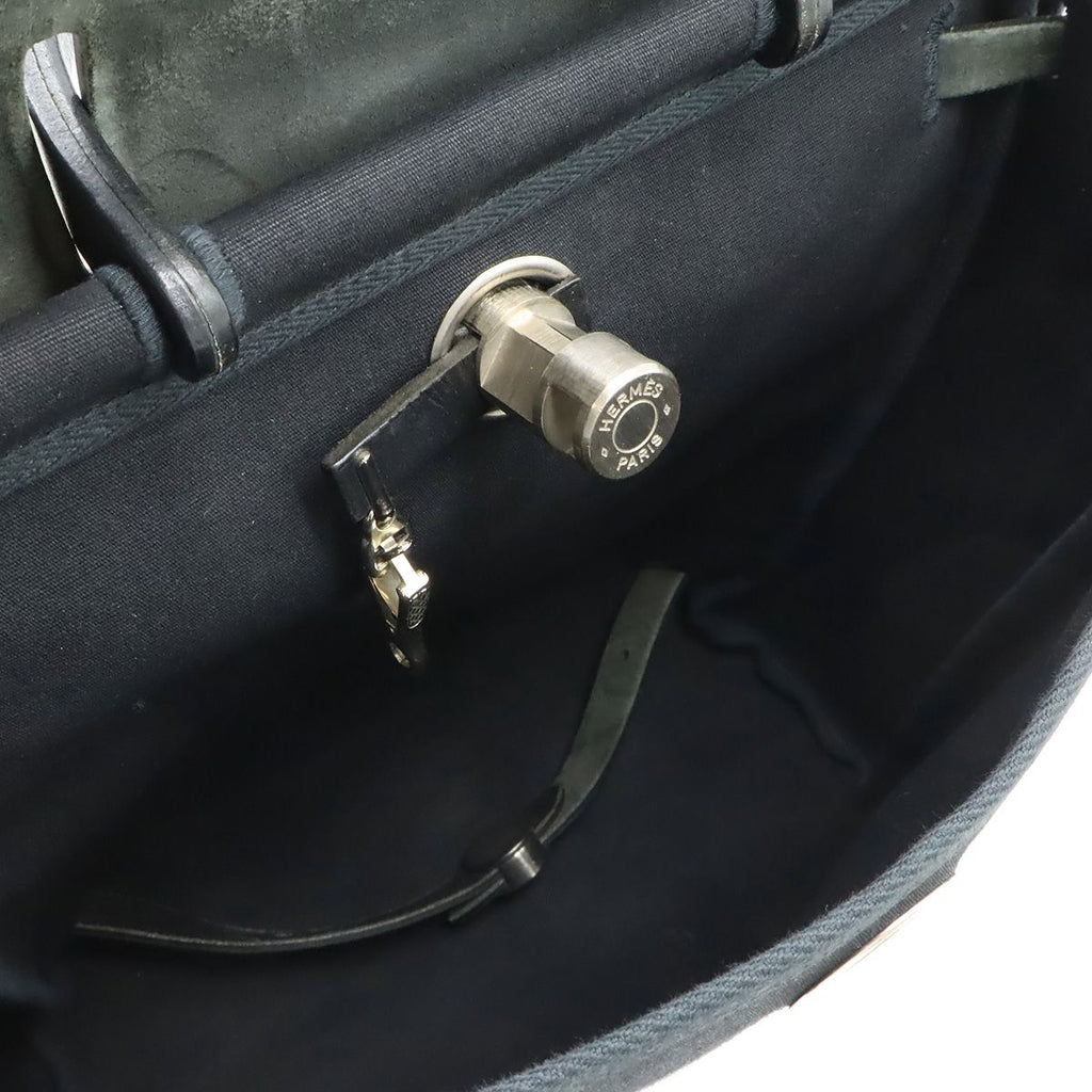 Hermes Herbag a Dos PM Backpack 2-Way Handbag Toile Officier Leather Black — view 8