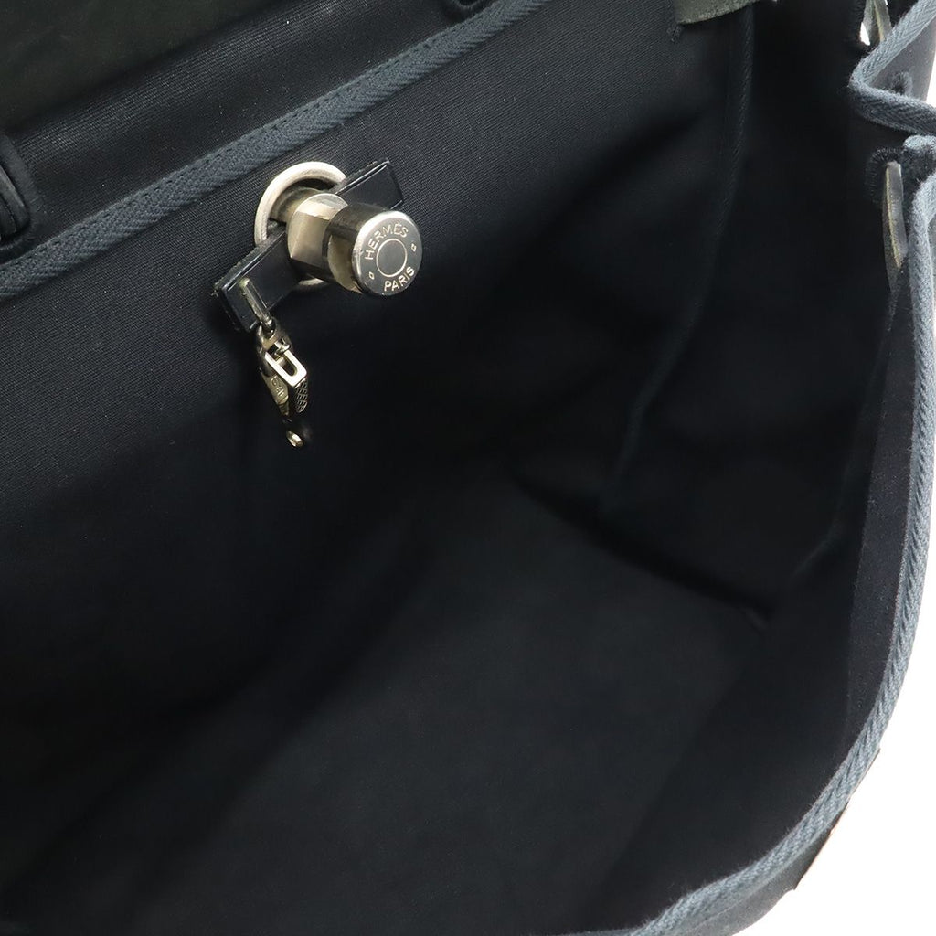 Hermes Herbag GM 2-Way Shoulder Bag Crossbody Toile Officier Leather Black — view 8