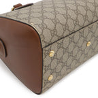 Gucci GG Supreme Mini Boston Bag 2-Way Leather Beige Brown Tea Gold — view 3