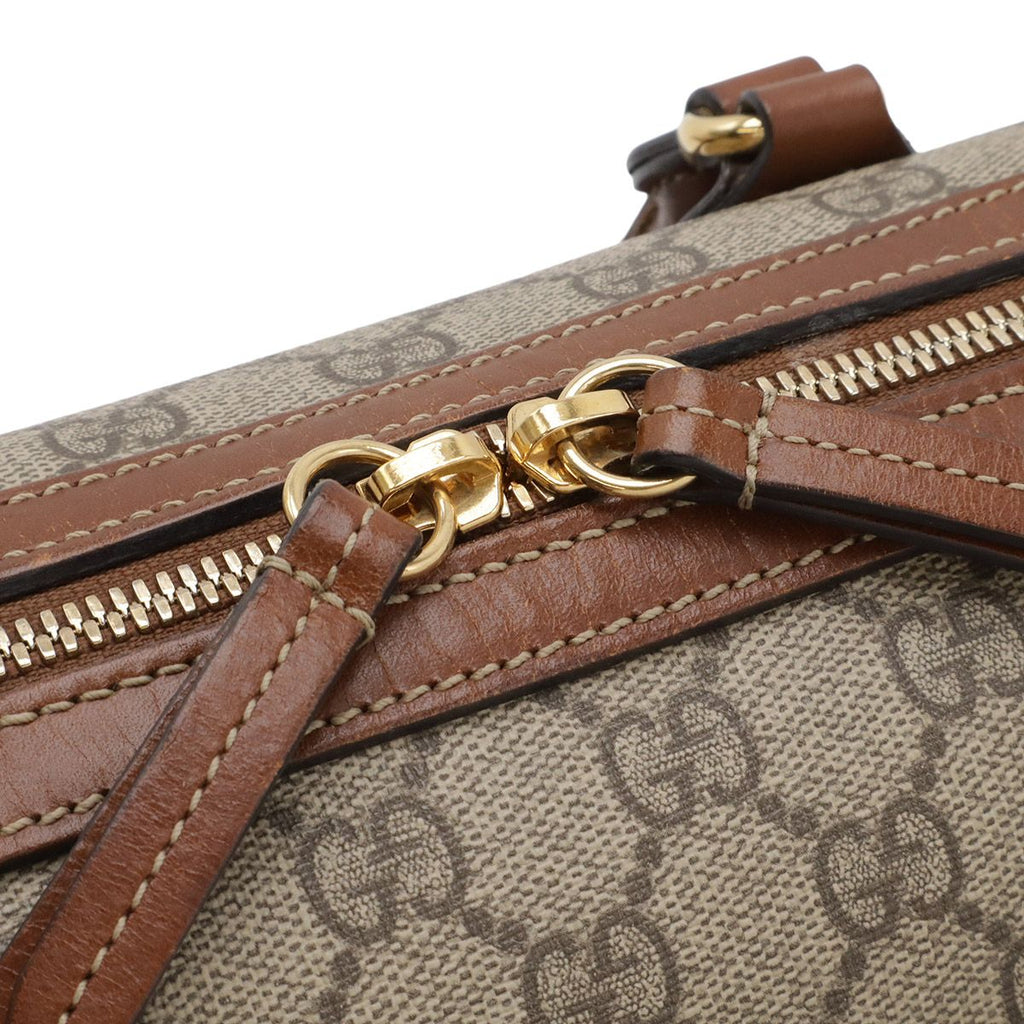 Gucci GG Supreme Mini Boston Bag 2-Way Leather Beige Brown Tea Gold — view 5