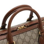 Gucci GG Supreme Mini Boston Bag 2-Way Leather Beige Brown Tea Gold — view 6
