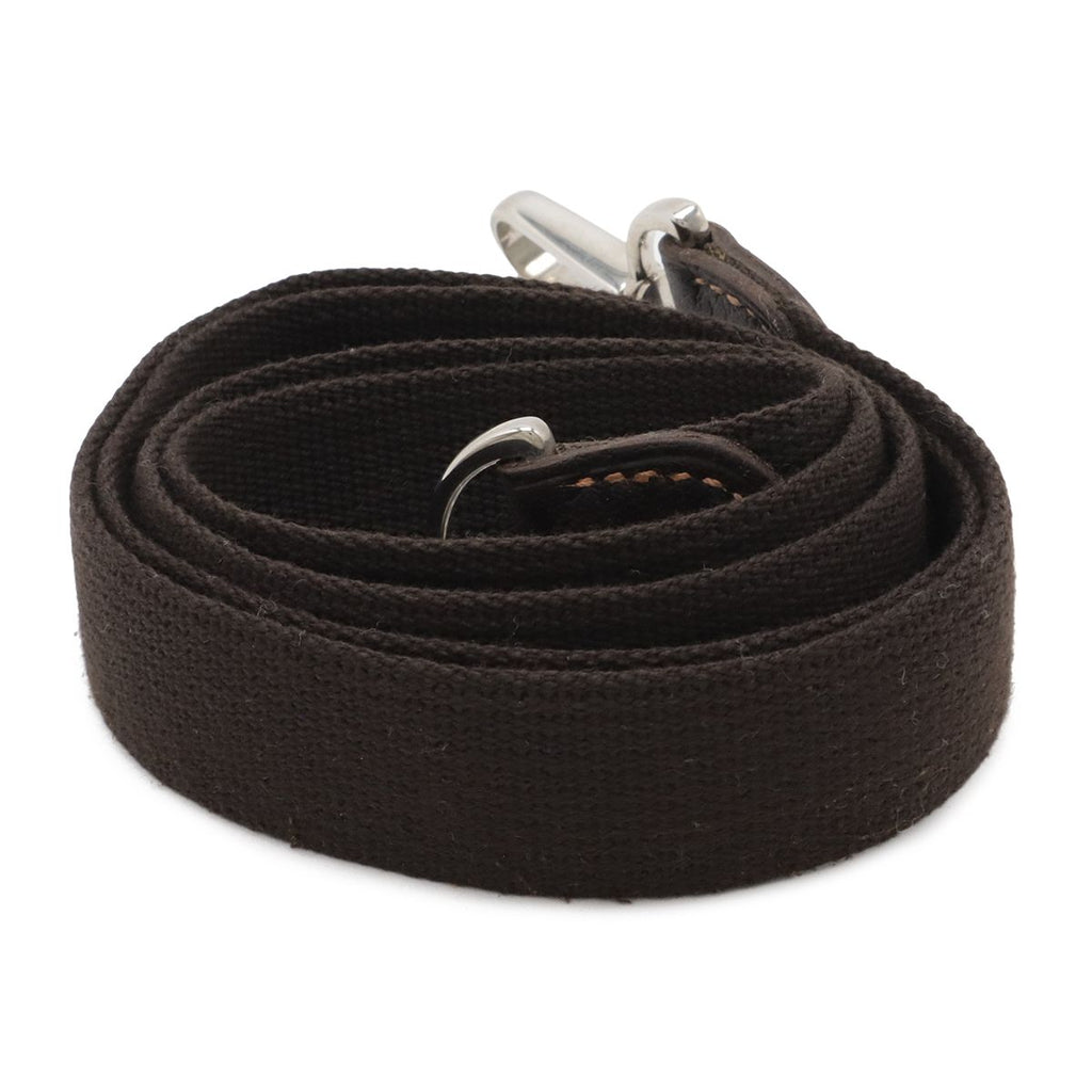 Hermes Shoulder Strap for Garden Party Canvas Leather Dark Brown Silver — view 2