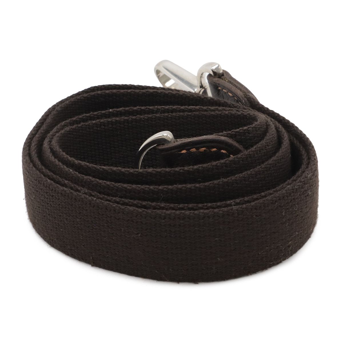 Hermes Shoulder Strap for Garden Party Canvas Leather Dark Brown Silver — view 2