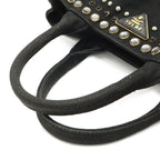 Prada Canapa 2-Way Shoulder Bag Crossbody Bijoux Studded Canvas Nero Black — view 4