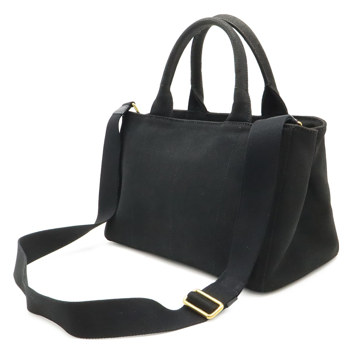 Prada Canapa 2-Way Shoulder Bag Crossbody Bijoux Studded Canvas Nero Black — view 2