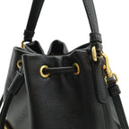 Prada Bucket Bag Drawstring 2-Way Leather Nero Black Gold — view 5