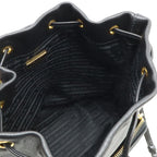 Prada Bucket Bag Drawstring 2-Way Leather Nero Black Gold — view 7