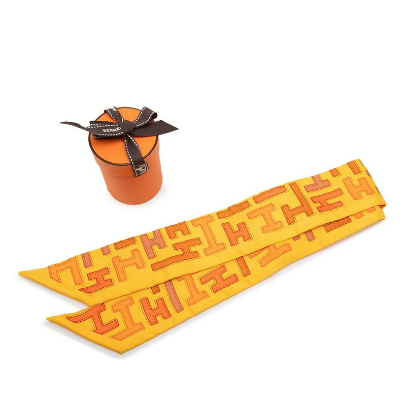 Hermes Twilly Yellow Multicolor Silk Scarf — view 6