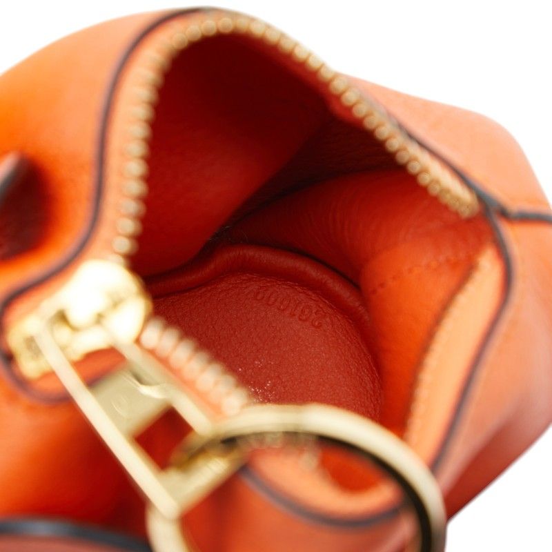 Loewe Elephant Motive Charm Key Holder Coin Purse Orange Leather Keychain — view 5