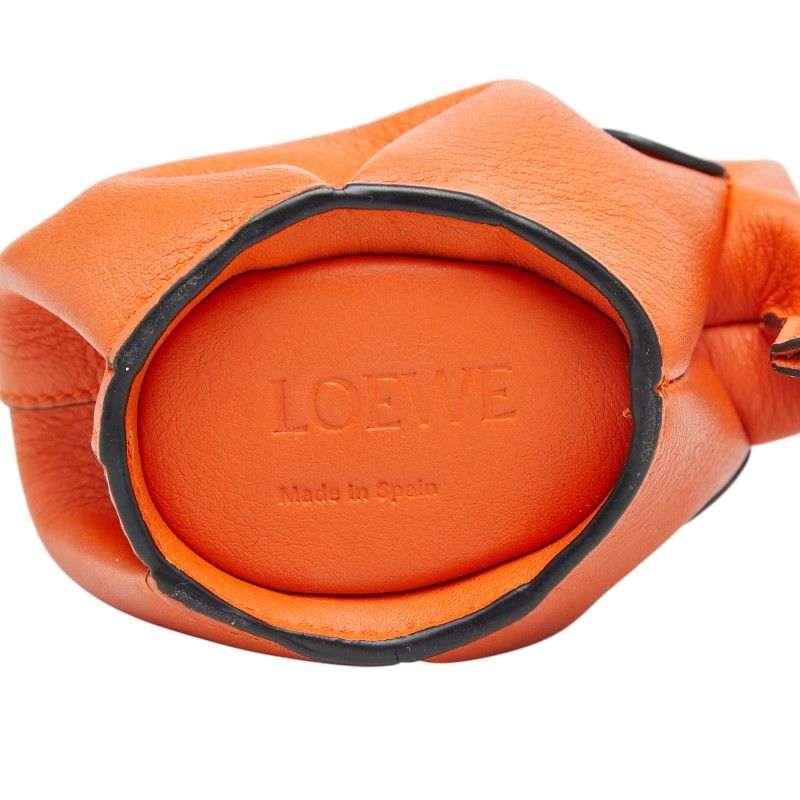 Loewe Elephant Motive Charm Key Holder Coin Purse Orange Leather Keychain — view 6
