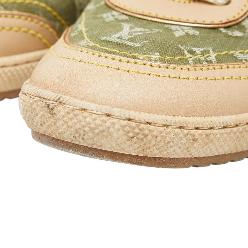 Louis Vuitton Monogram Sneakers 35.5 Beige Green Canvas Leather — view 6