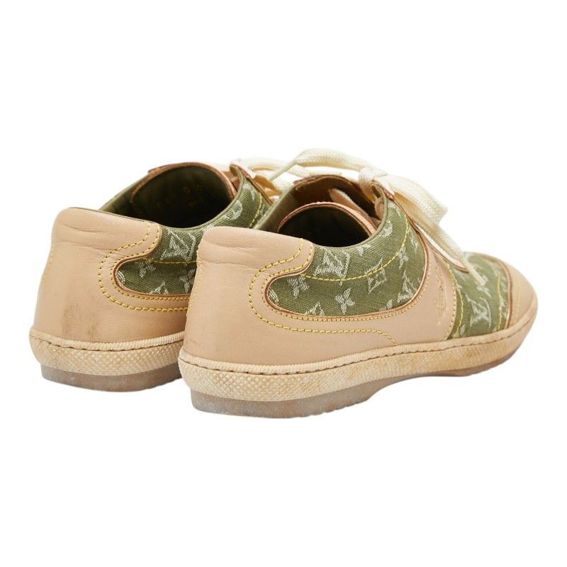 Louis Vuitton Monogram Sneakers 35.5 Beige Green Canvas Leather — view 2