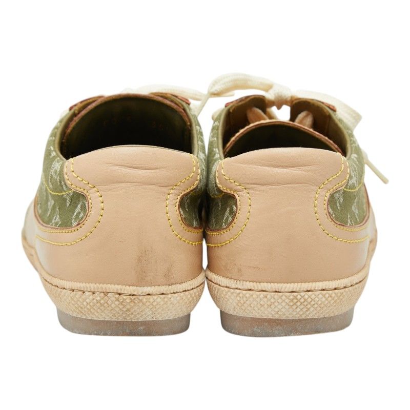 Louis Vuitton Monogram Sneakers 35.5 Beige Green Canvas Leather — view 3