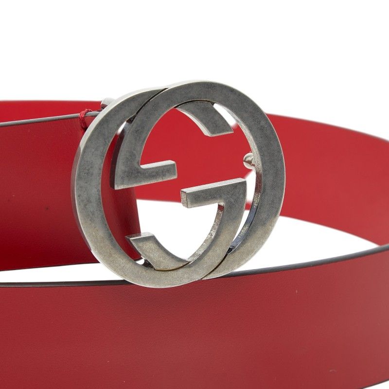 Gucci Interlocking Logo Belt Red Leather — view 4