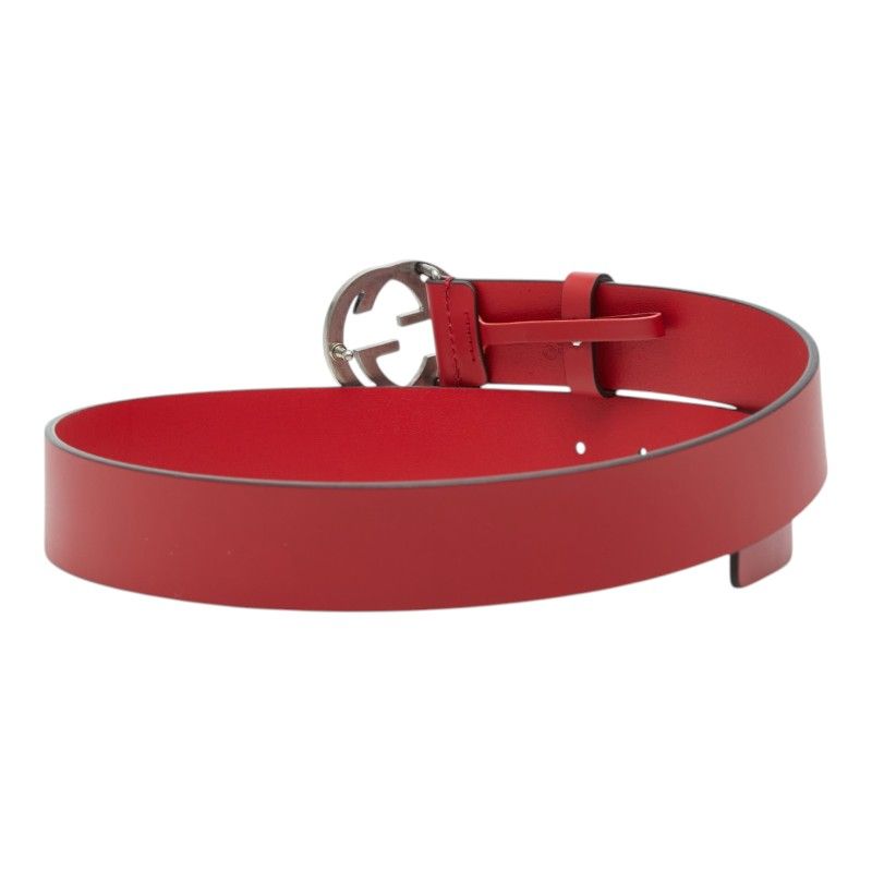 Gucci Interlocking Logo Belt Red Leather — view 3