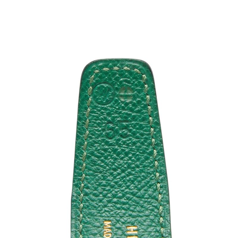 Hermes Constance Buckle Logo Reversible Belt 65 Red Green Gold Leather — view 6