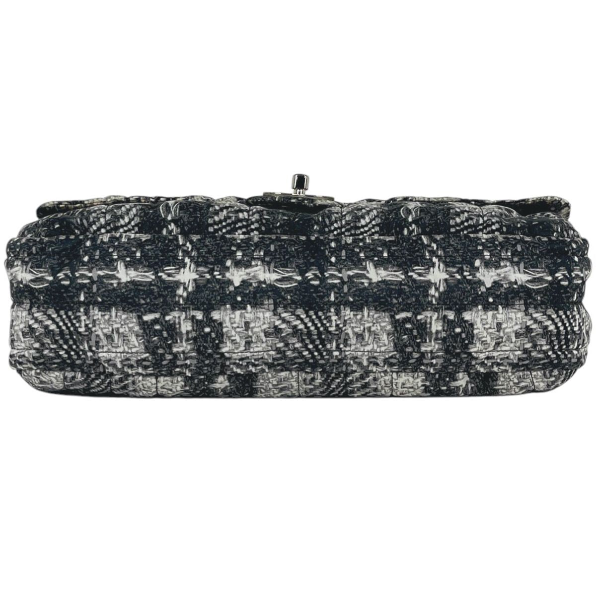 Chanel CC Logo Chain Shoulder Bag Tweed Pattern Bag Nylon Black White — view 5