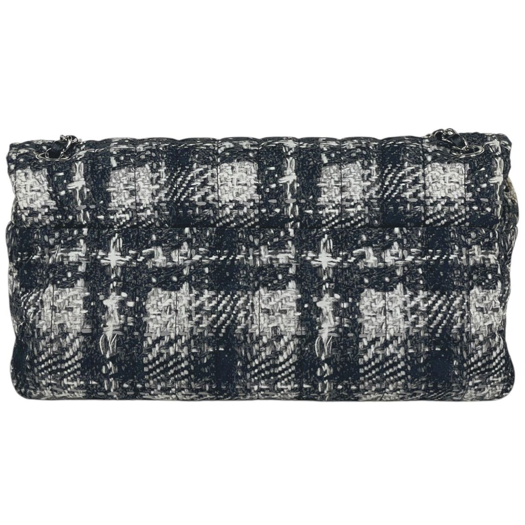Chanel CC Logo Chain Shoulder Bag Tweed Pattern Bag Nylon Black White — view 3