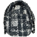 Chanel CC Logo Chain Shoulder Bag Tweed Pattern Bag Nylon Black White — view 4