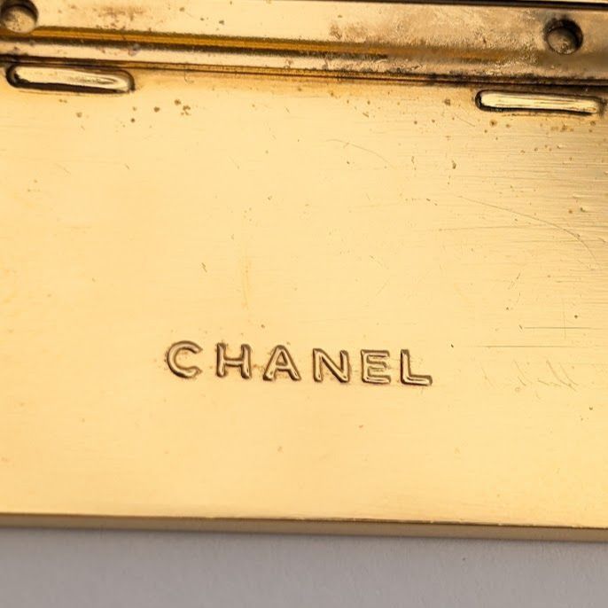 Chanel Logo Plate Square Vintage Gold Brooch — view 4