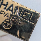 Chanel Logo Plate Square Vintage Gold Brooch — view 6