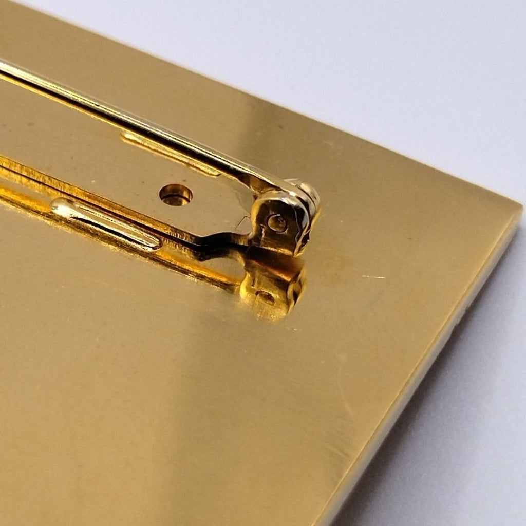 Chanel Logo Plate Square Vintage Gold Brooch — view 7