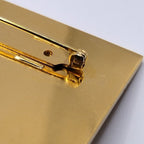 Chanel Logo Plate Square Vintage Gold Brooch — view 7