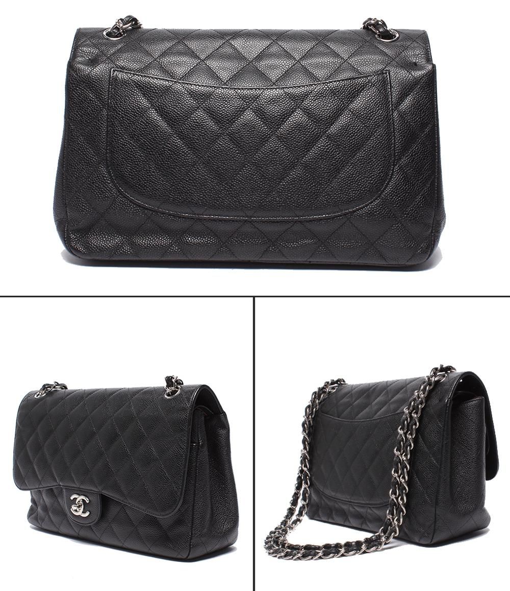 Chanel Chain Shoulder Bag Double Flap Silver Caviar Leather 16 Maxi Quilted 30 — view 2
