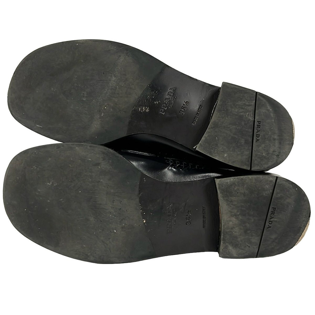Prada Loafers 36.5 Black Moccasins Leather — view 4