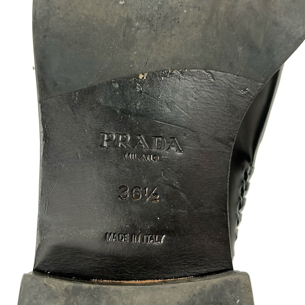 Prada Loafers 36.5 Black Moccasins Leather — view 6