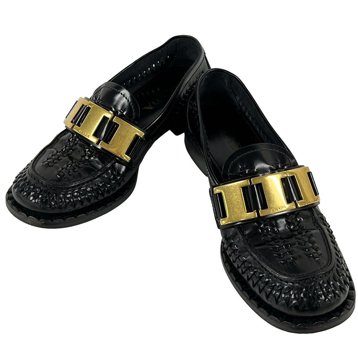Prada Loafers 36.5 Black Moccasins Leather — view 2