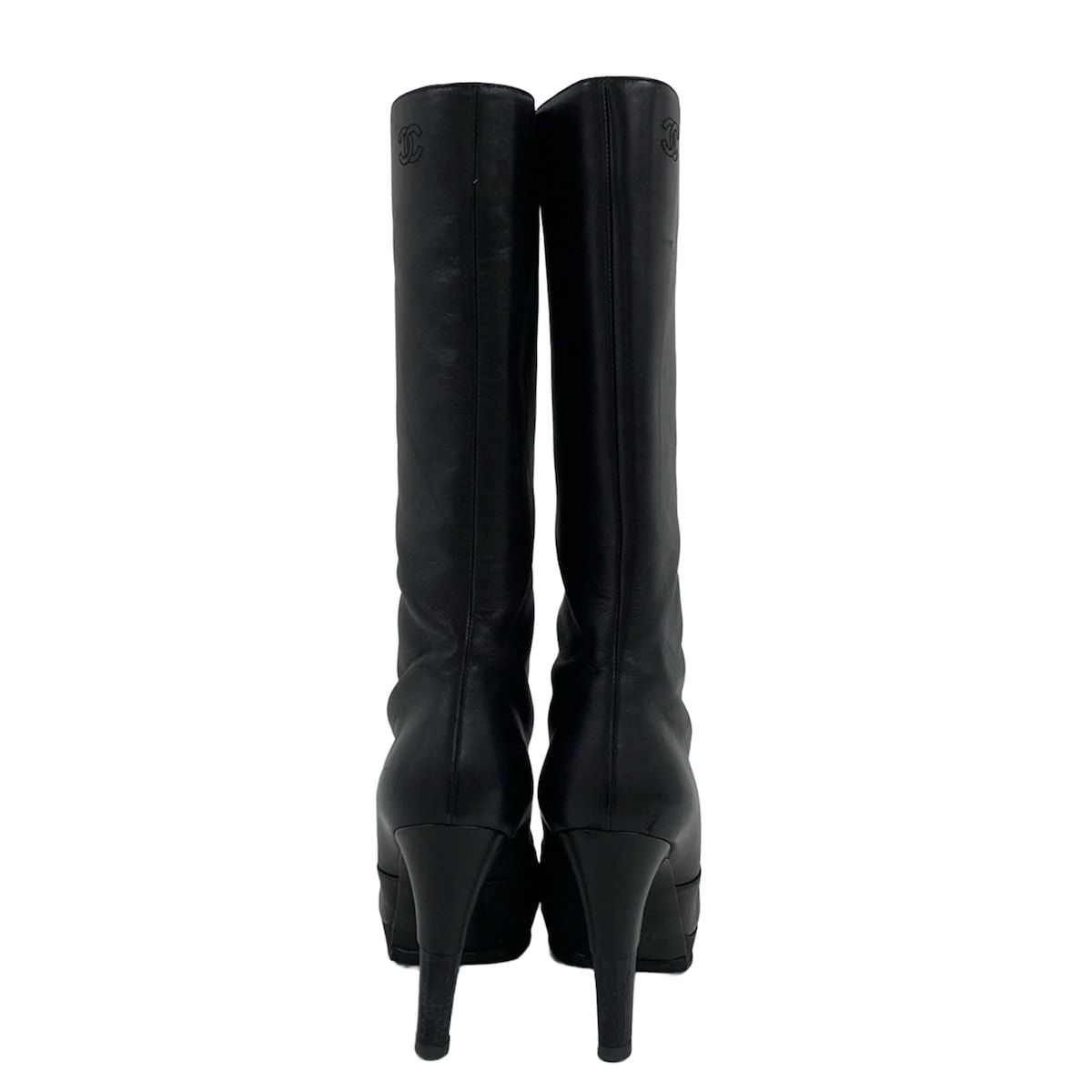 Chanel Boots 36 C Black CC Logo Lambskin — view 3