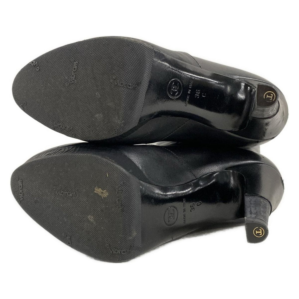 Chanel Boots 36 C Black CC Logo Lambskin — view 4