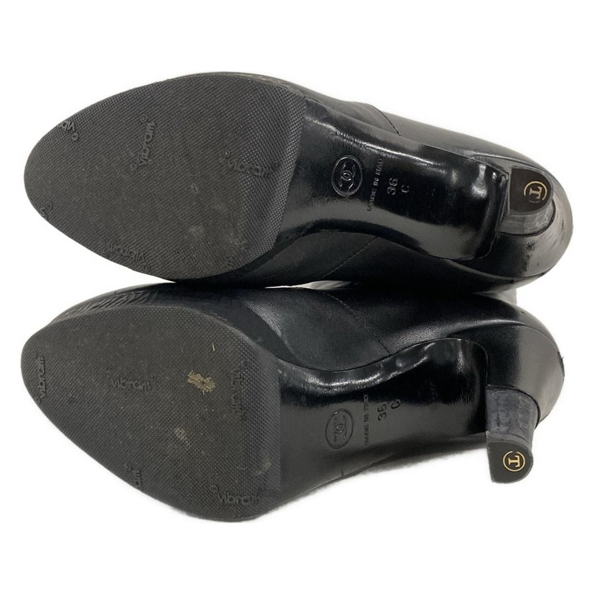 Chanel Boots 36 C Black CC Logo Lambskin — view 4